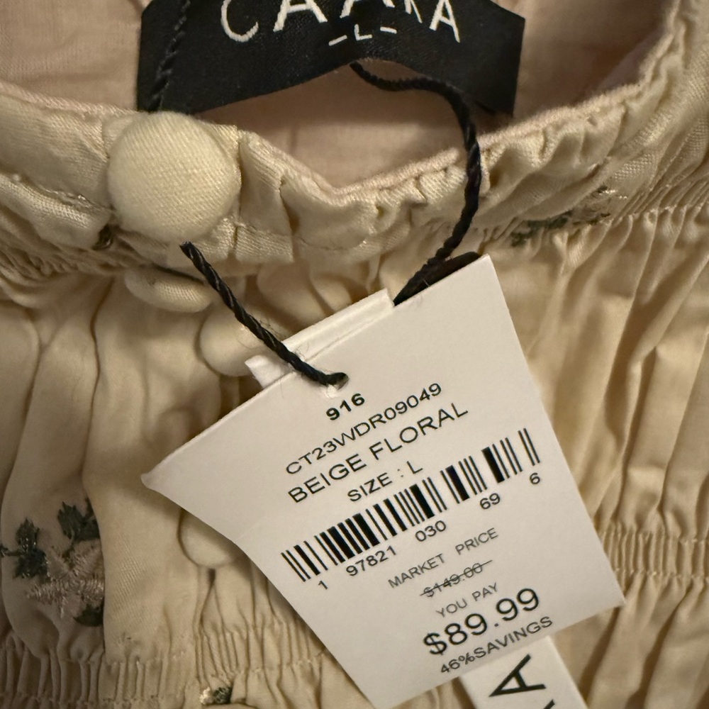 Caara Beige Floral Dress - Size L